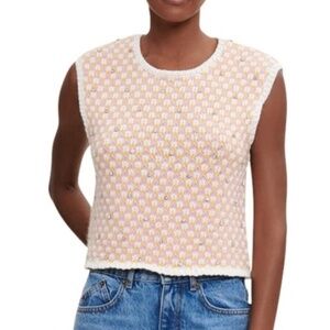 Maje sleeveless sweater with diamond embellishments, Size 2/small